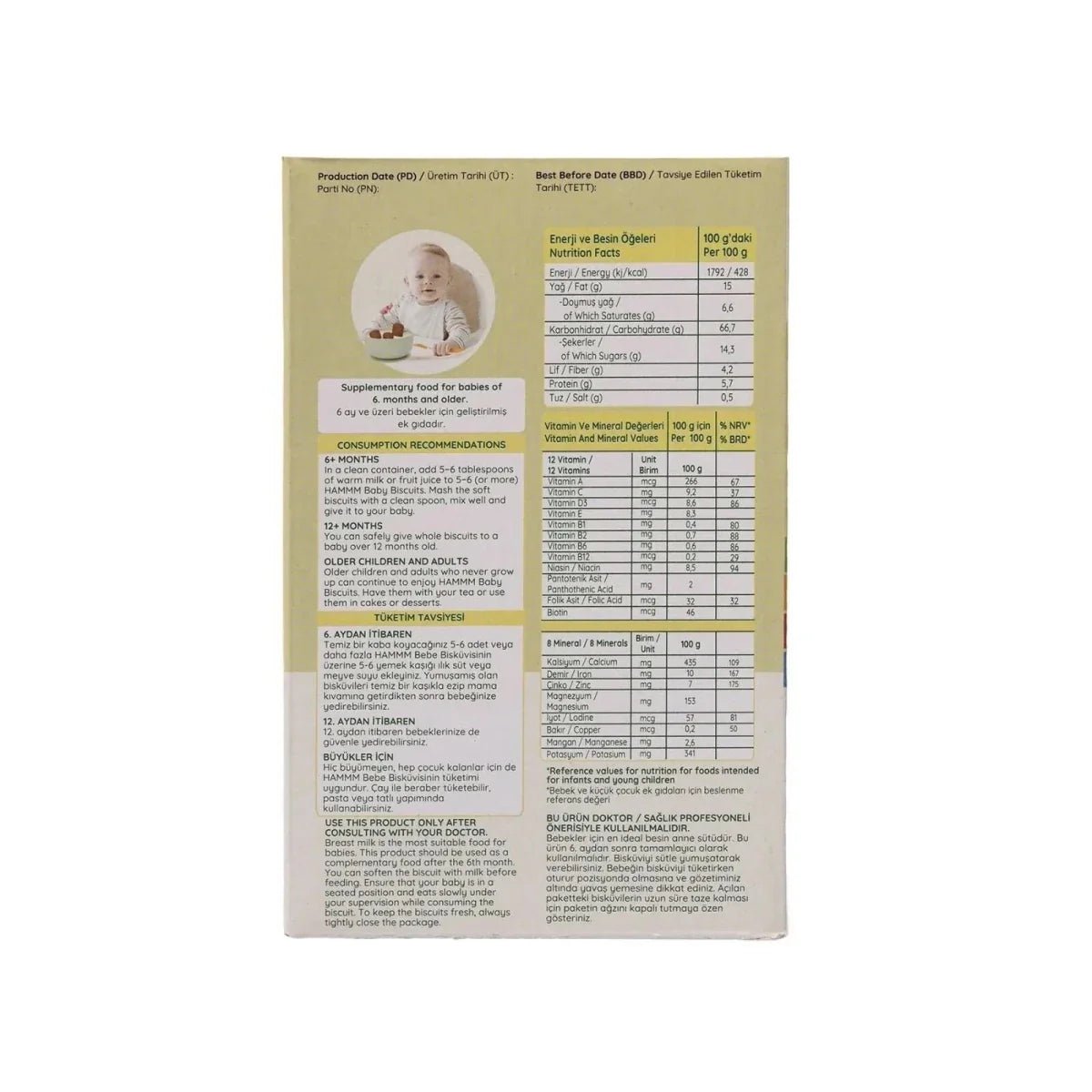 Hammm Baby Biscuits with Goat Milk 400g - mezetto ebebek ebebek