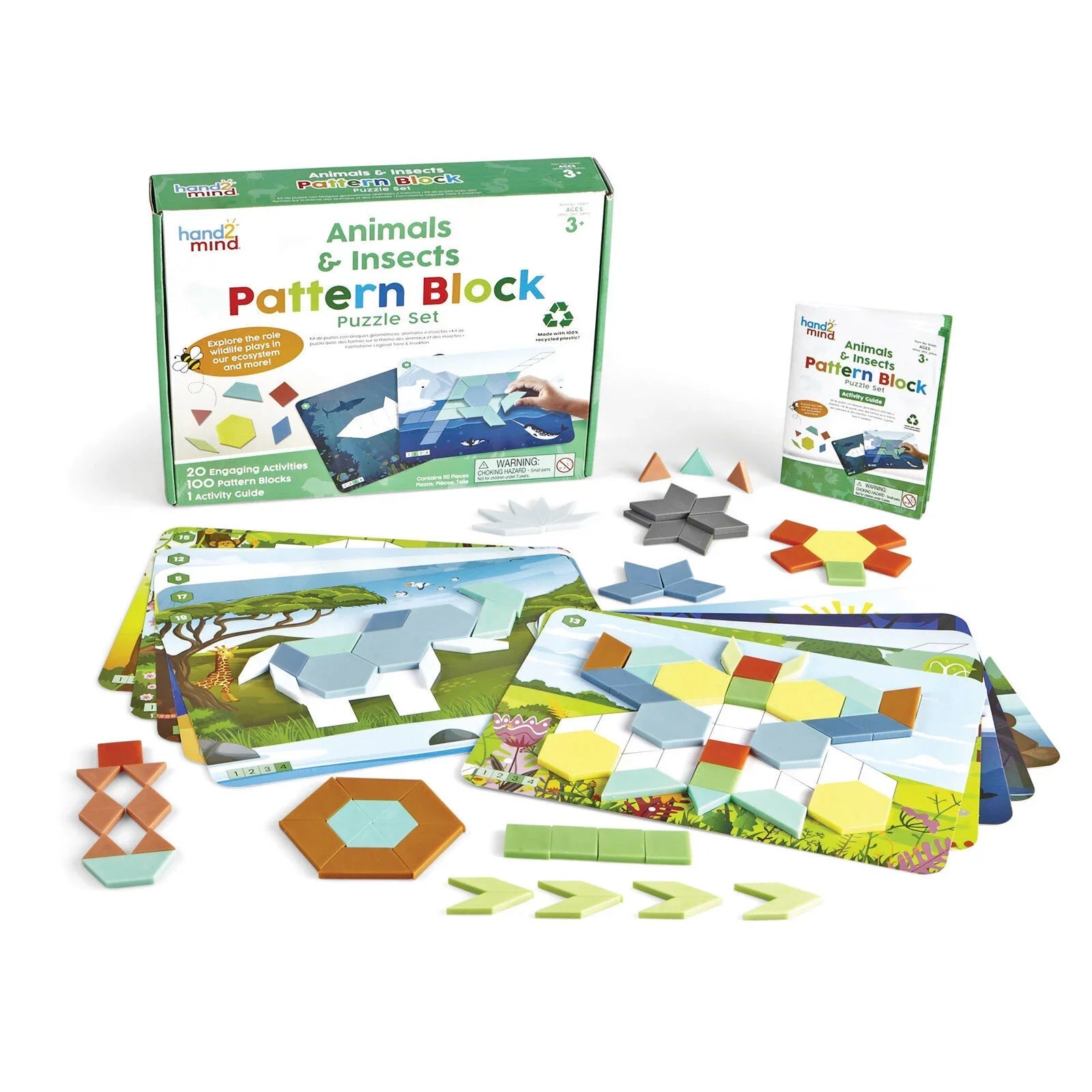hand2mind Animals & Insects Pattern Block Puzzle Set - mezetto ebebek ebebek