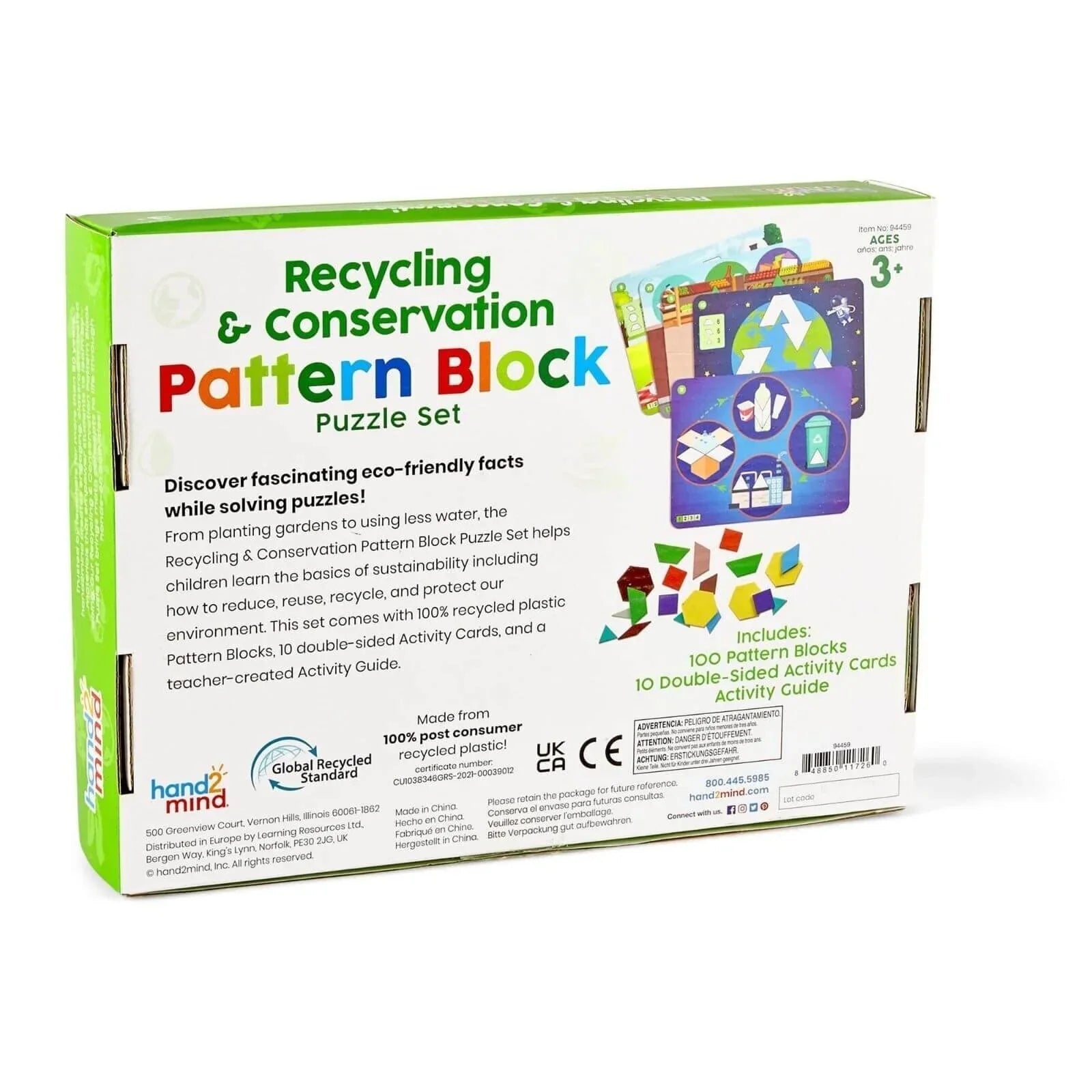 hand2Mind Recycling & Conservation Pattern Block Puzzle Set - mezetto ebebek ebebek