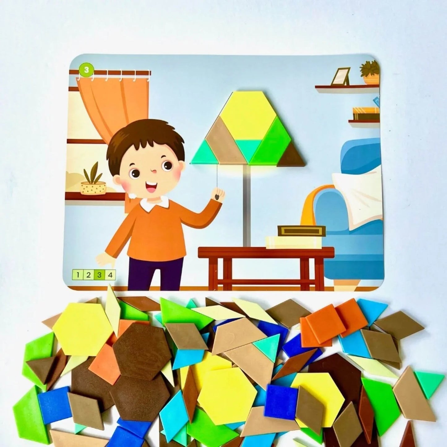 hand2Mind Recycling & Conservation Pattern Block Puzzle Set - mezetto ebebek ebebek