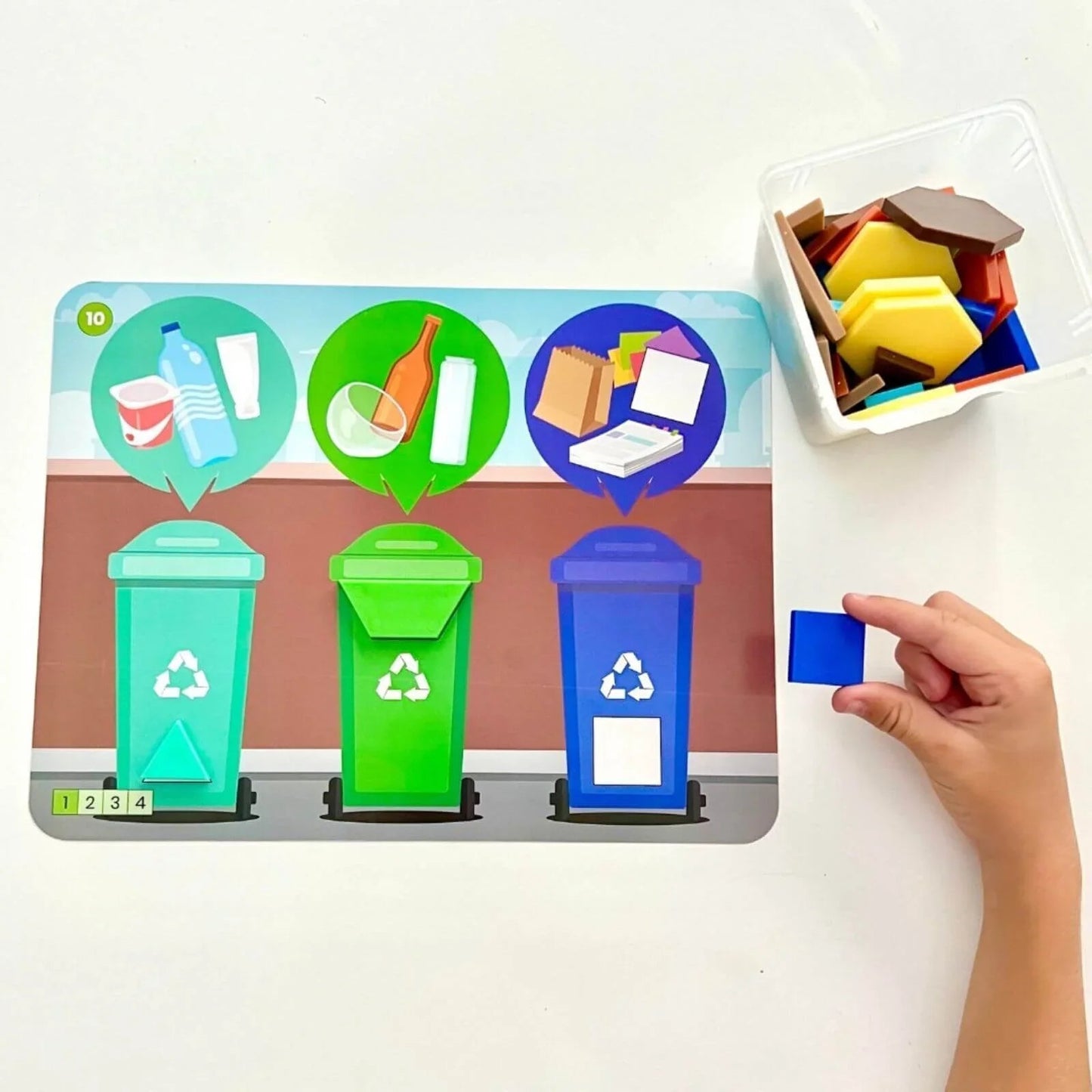 hand2Mind Recycling & Conservation Pattern Block Puzzle Set - mezetto ebebek ebebek