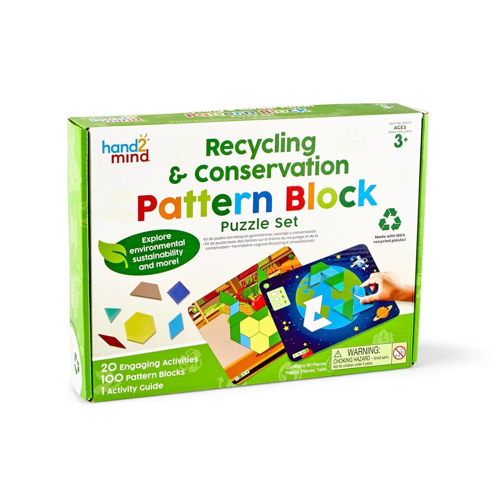 hand2Mind Recycling & Conservation Pattern Block Puzzle Set - mezetto ebebek ebebek