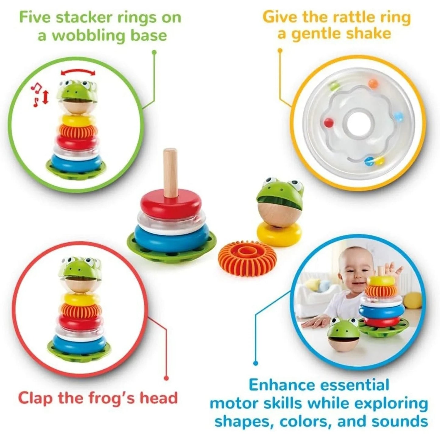 Hape Mr Frog Stacking Rings - mezetto ebebek ebebek