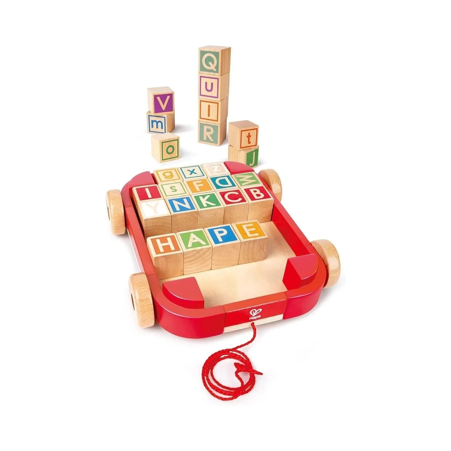 Hape Pull Along Cart with Stacking Blocks - mezetto ebebek ebebek