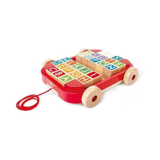 Hape Pull Along Cart with Stacking Blocks - mezetto ebebek ebebek