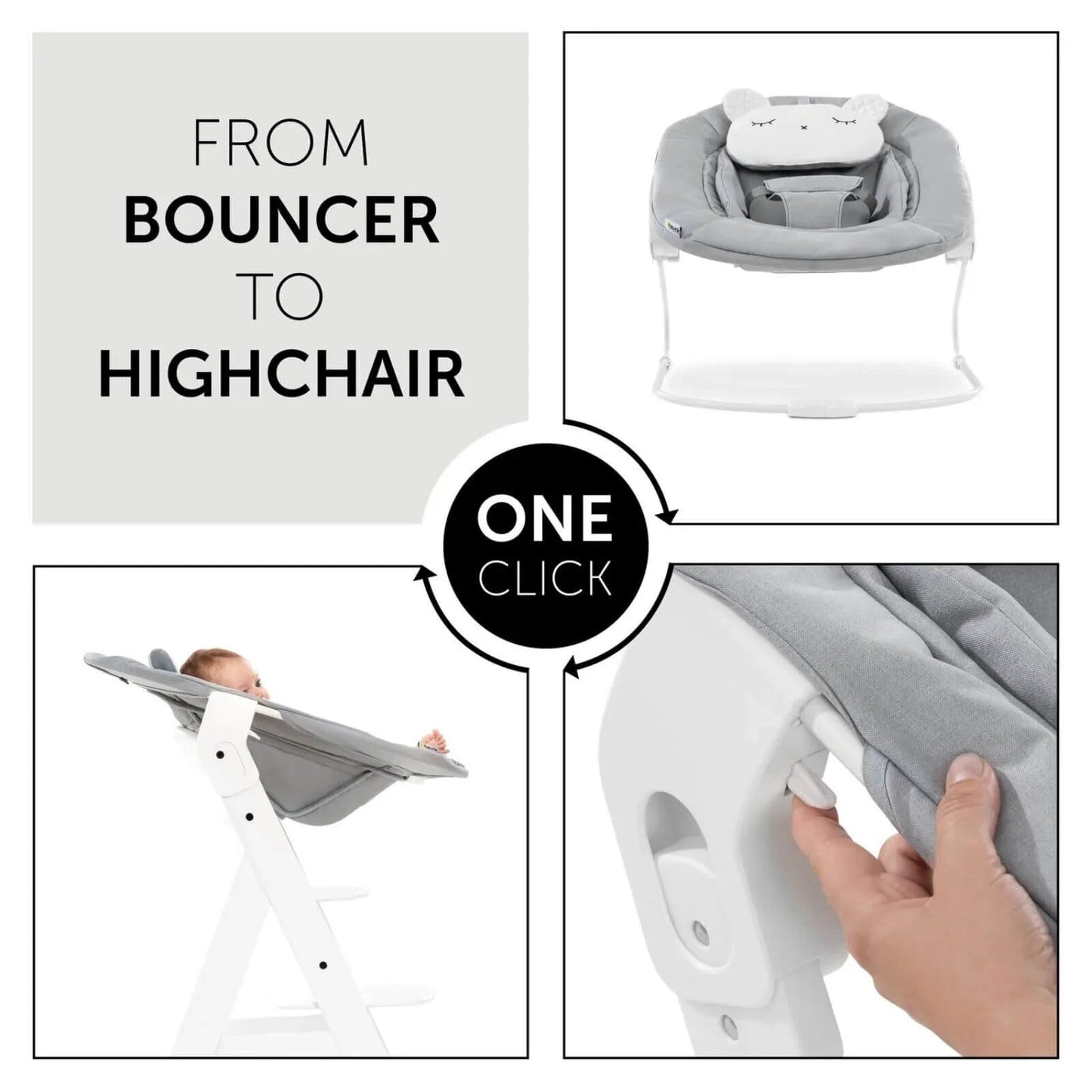 Hauck Alpha Bouncer 2 - in - 1 - Light Grey - mezetto ebebek ebebek