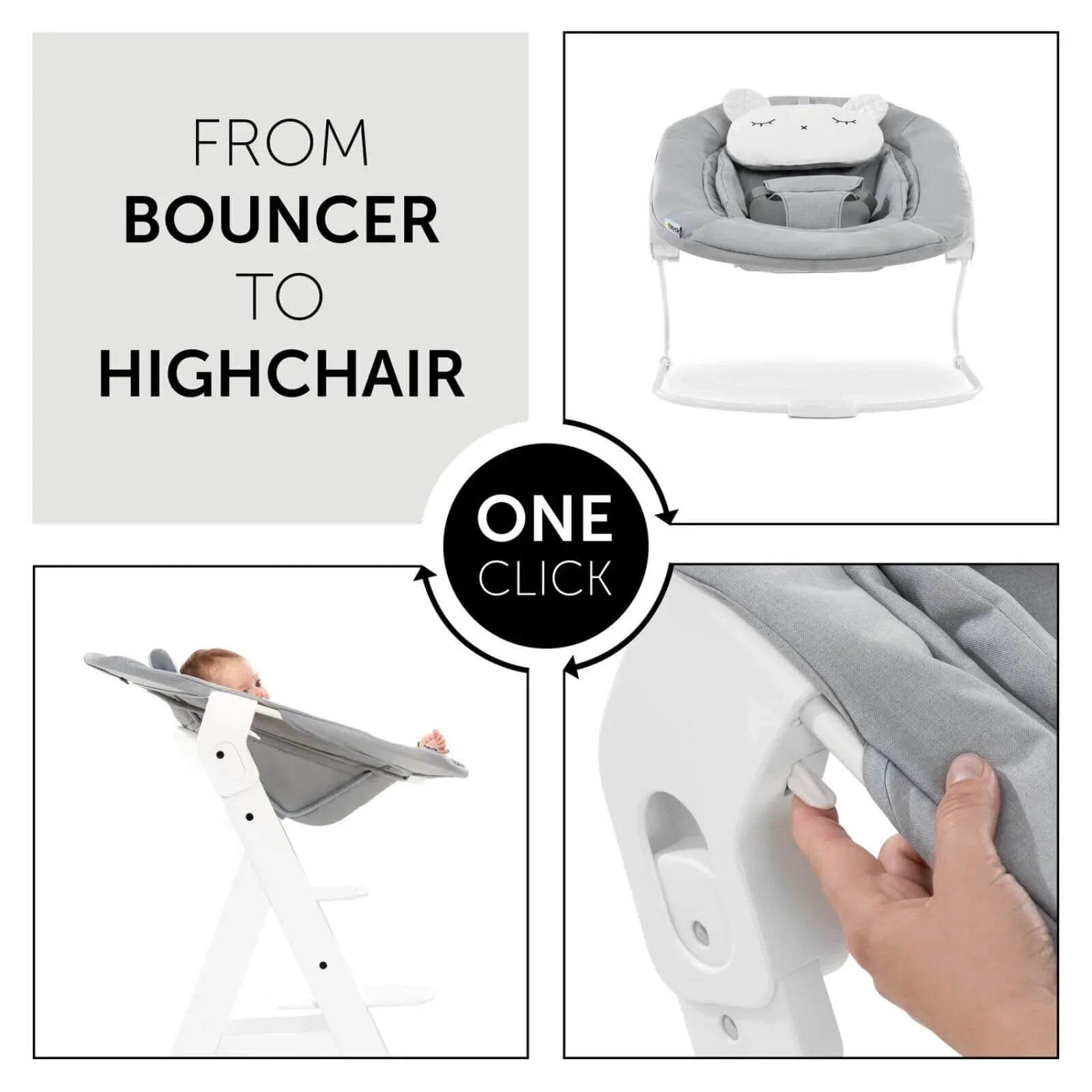 Hauck Alpha Bouncer 2 - in - 1 - Light Grey - mezetto ebebek ebebek