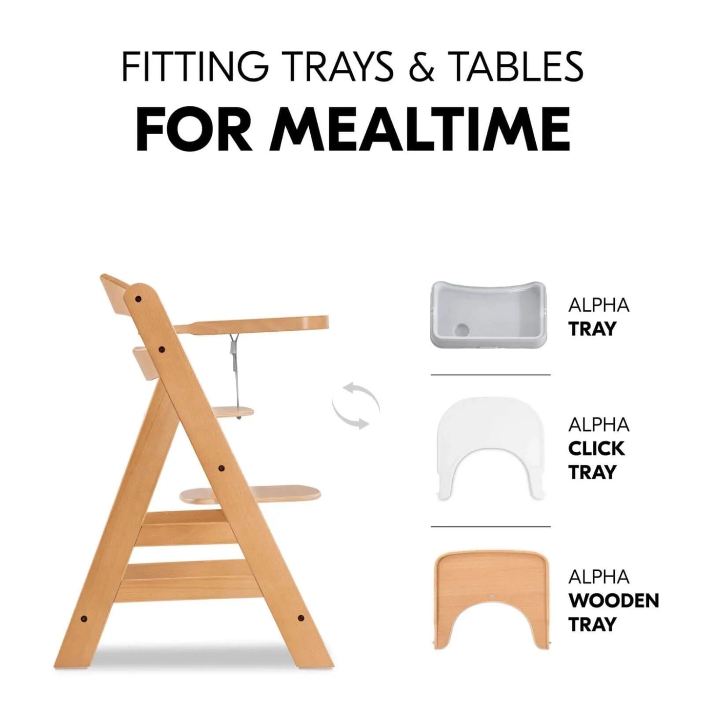 Hauck Alpha+ Wooden Highchair - Natural - mezetto ebebek ebebek