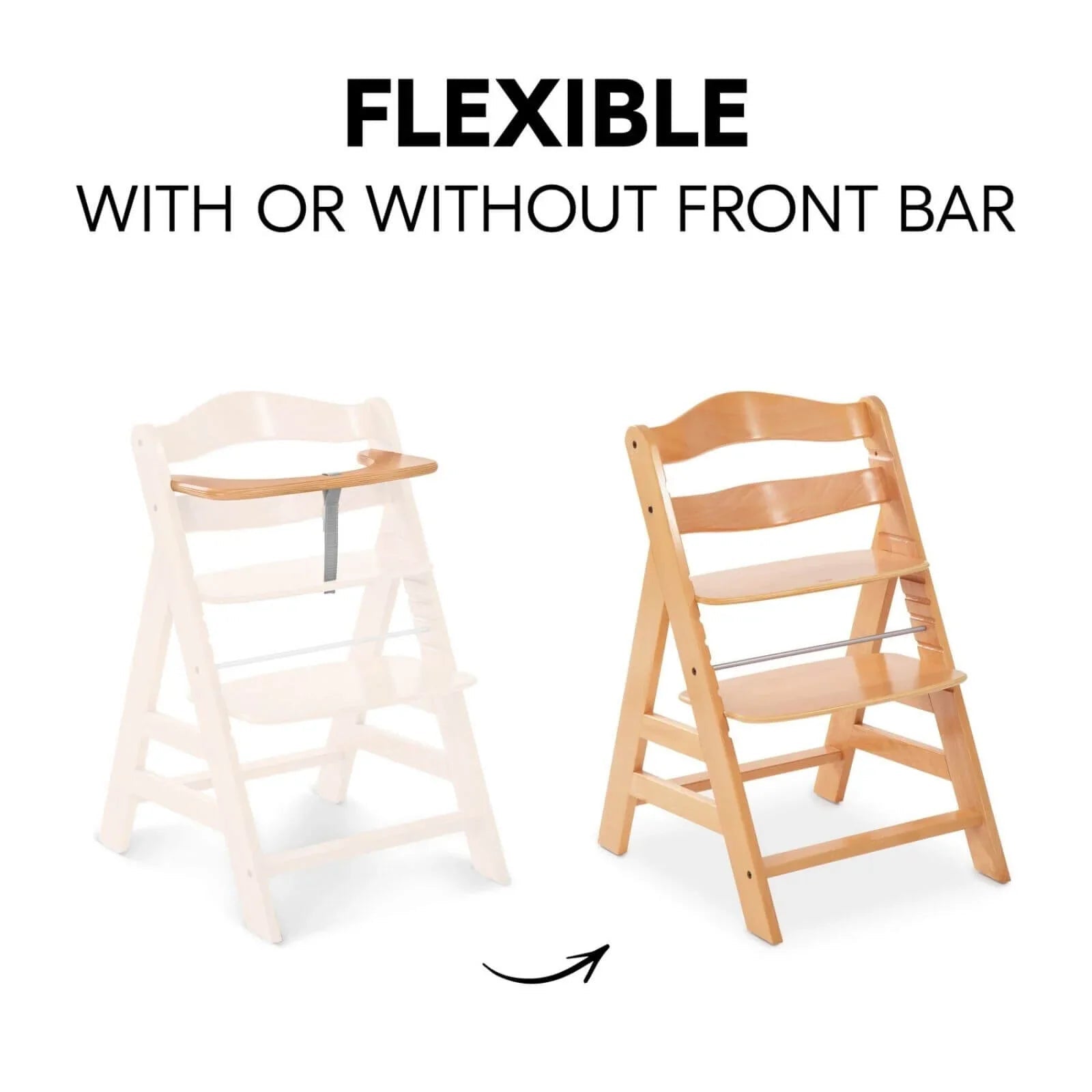 Hauck Alpha+ Wooden Highchair - Natural - mezetto ebebek ebebek