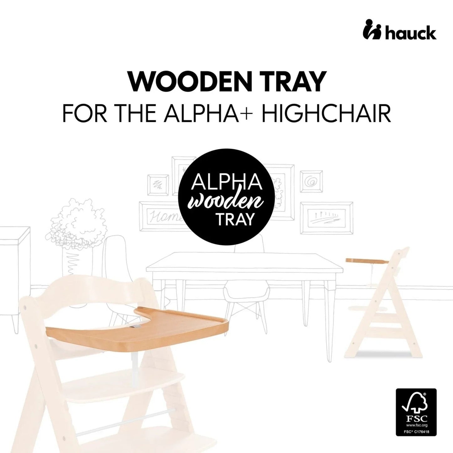 Hauck Alpha Wooden Tray - Natural - mezetto ebebek ebebek