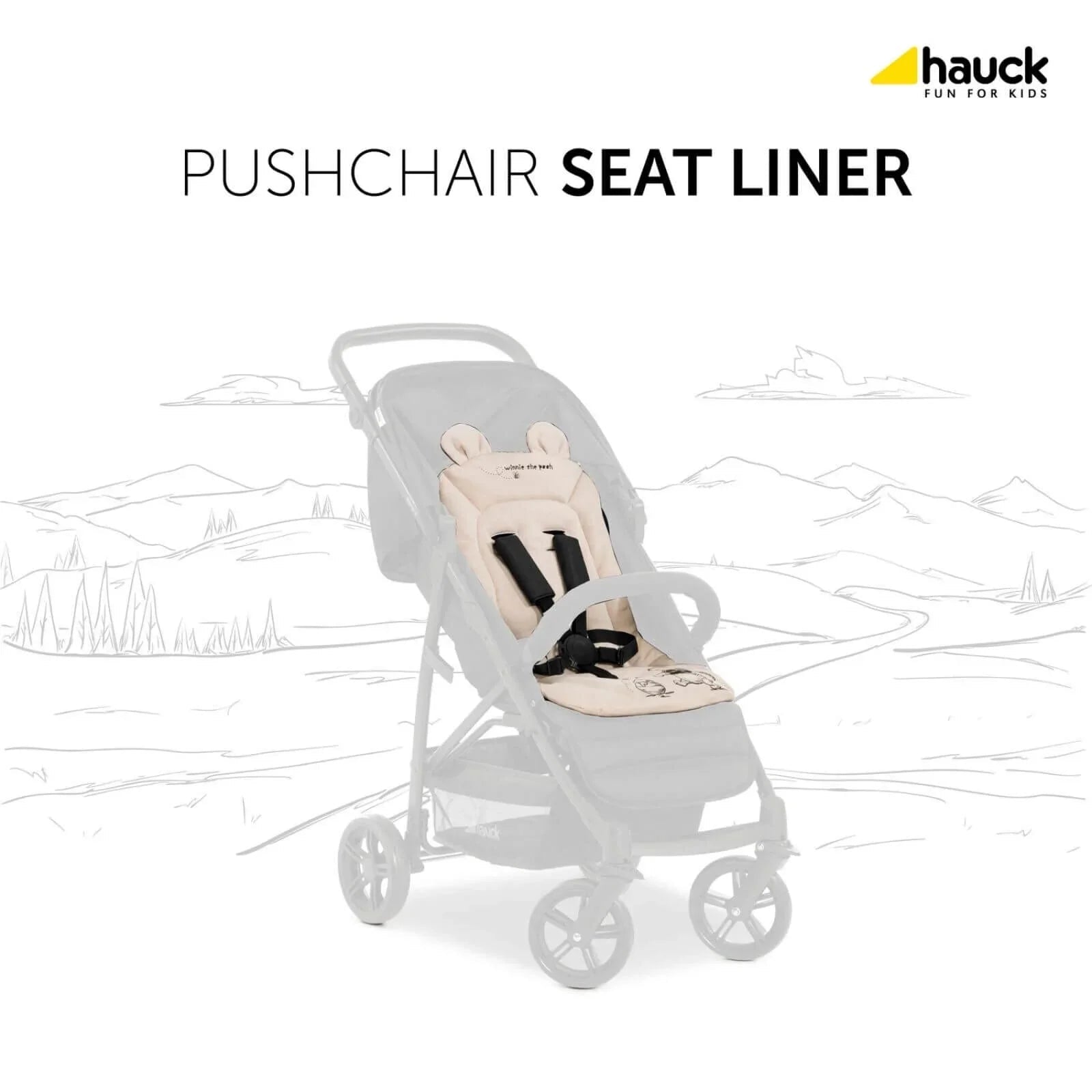 Hauck Disney Pushchair Seat Liner - Winnie the Pooh Beige - mezetto ebebek ebebek