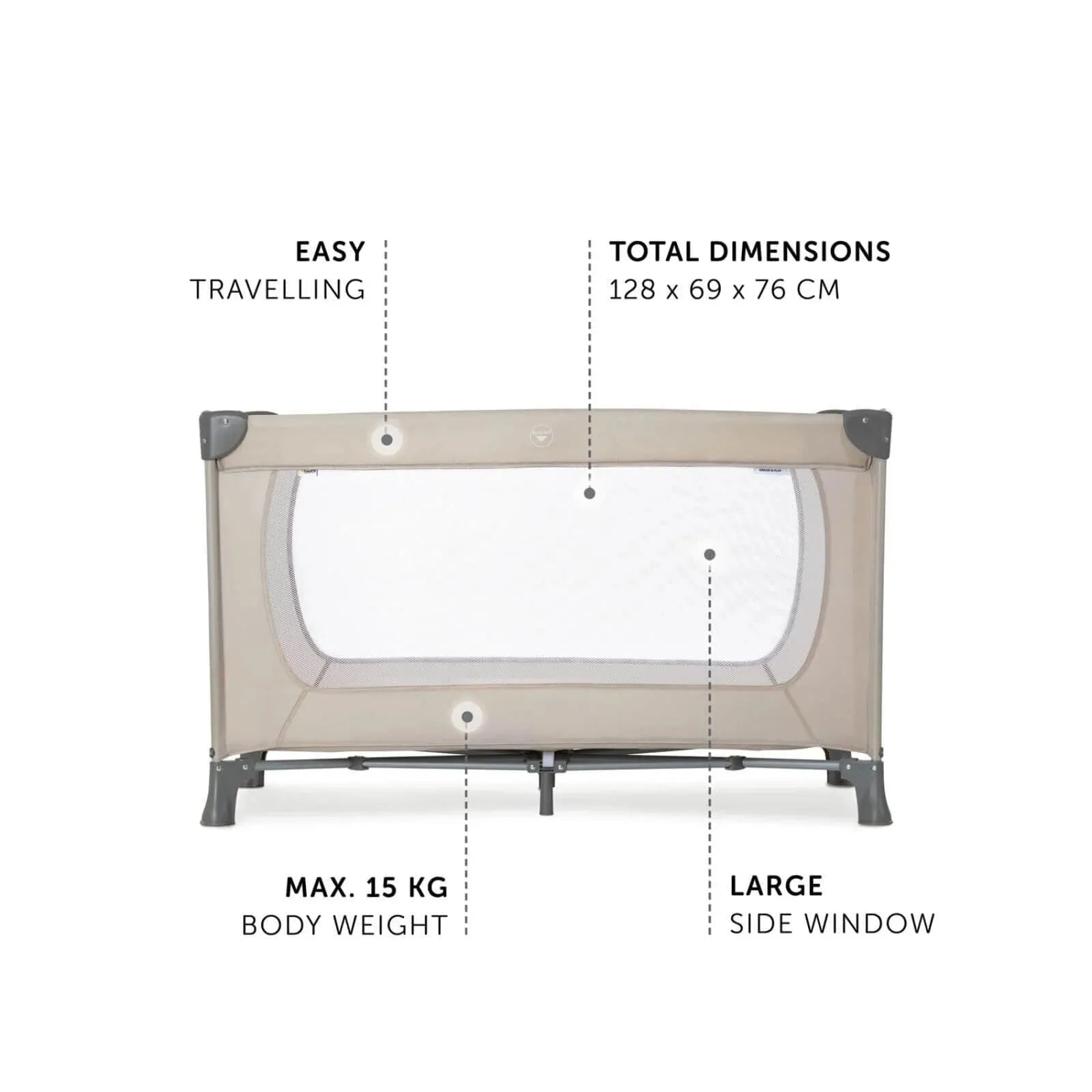 Hauck Dream N Play Travel Cot - Beige - mezetto ebebek ebebek