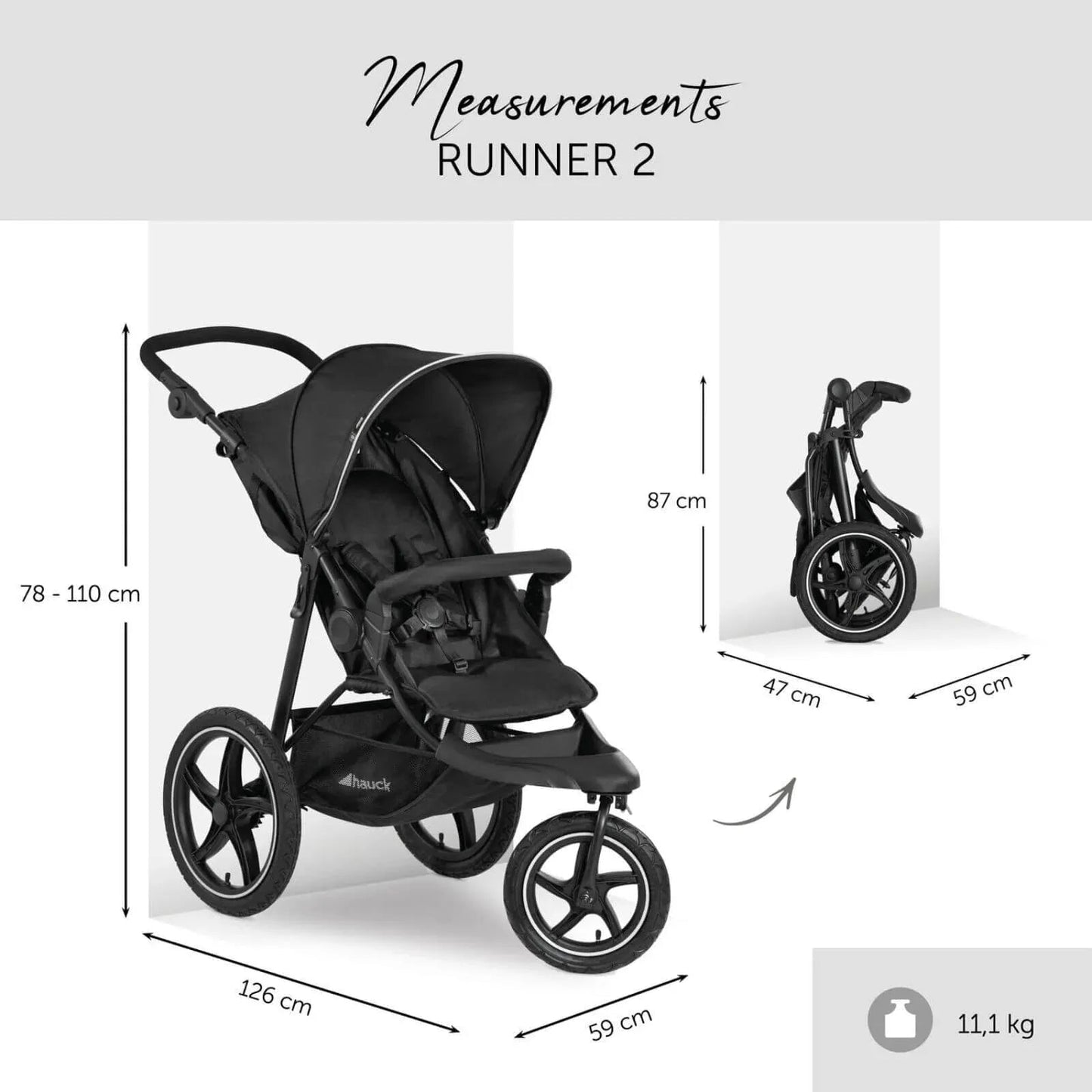 Hauck Runner 2 Pushchair - Black - mezetto ebebek ebebek