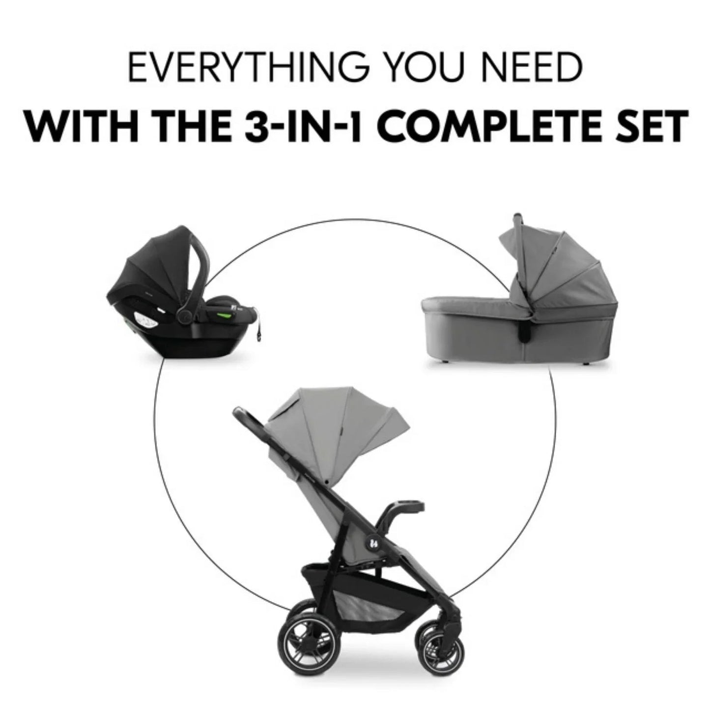 Hauck Shop N Care Trio Set - Grey - mezetto ebebek ebebek