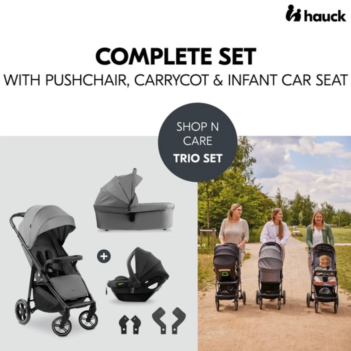 Hauck Shop N Care Trio Set - Grey - mezetto ebebek ebebek