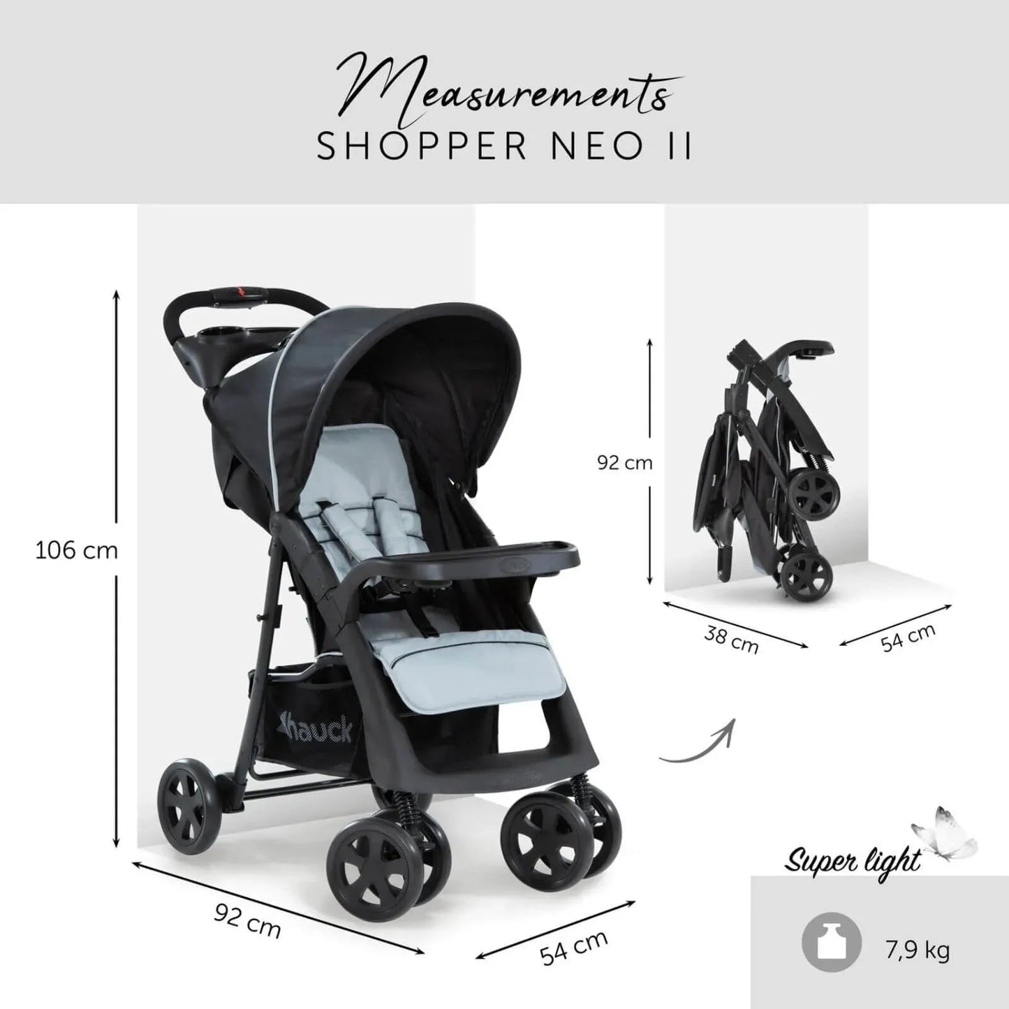 Hauck Shopper Neo II Pushchair - Caviar/Silver - mezetto ebebek ebebek