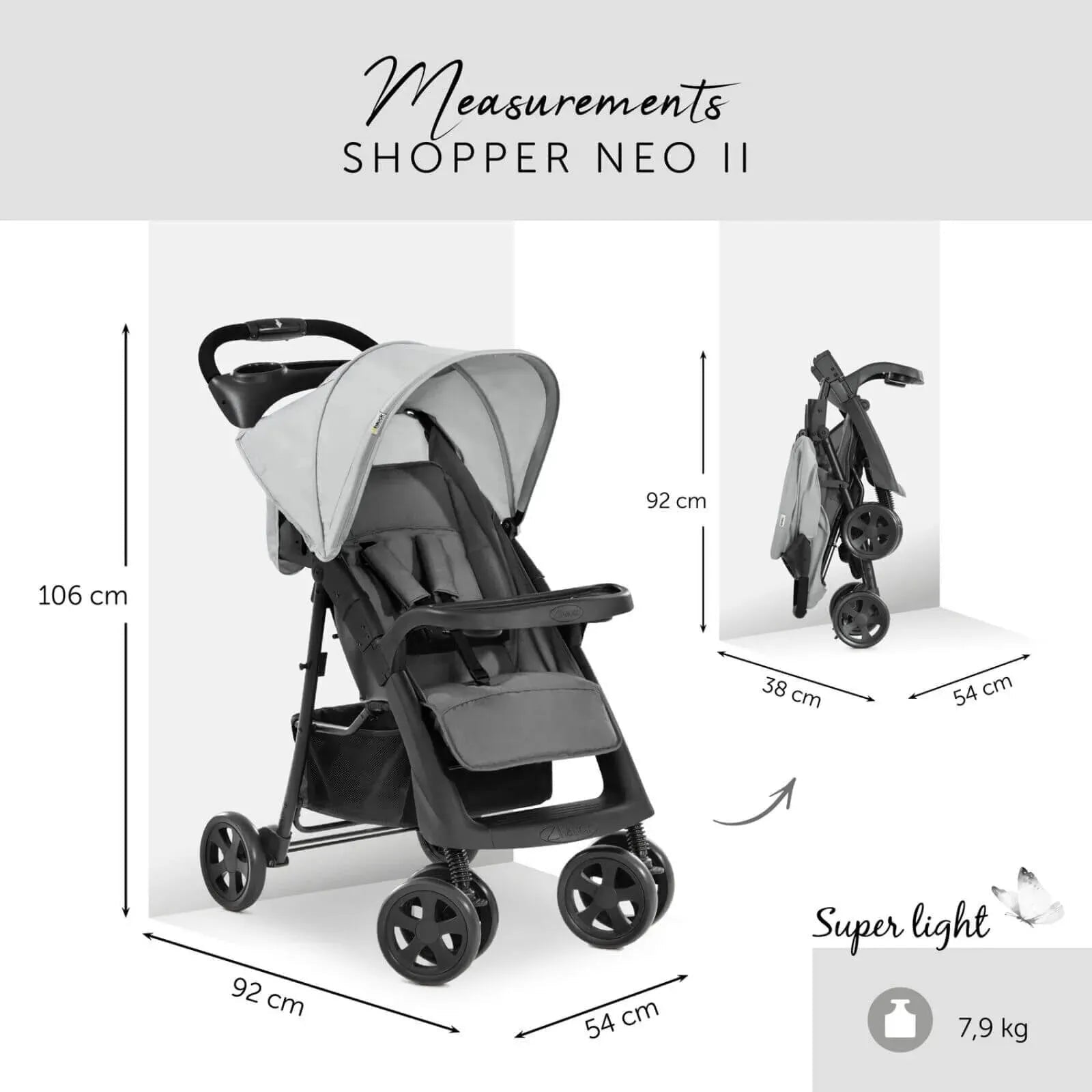 Hauck Shopper Neo II Pushchair - Grey - mezetto ebebek ebebek
