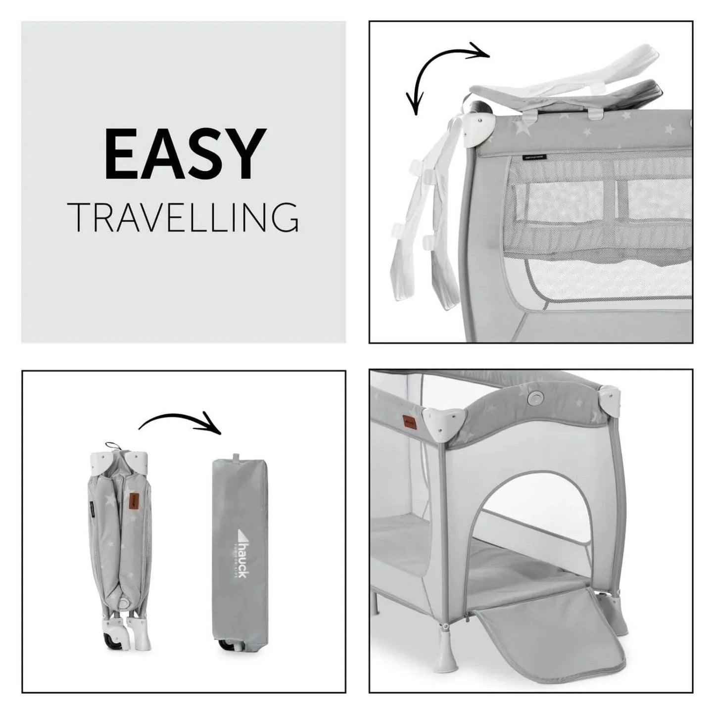 Hauck Sleep N Play Center Bassinet Travel Cot & Playpen - Stars - mezetto ebebek ebebek