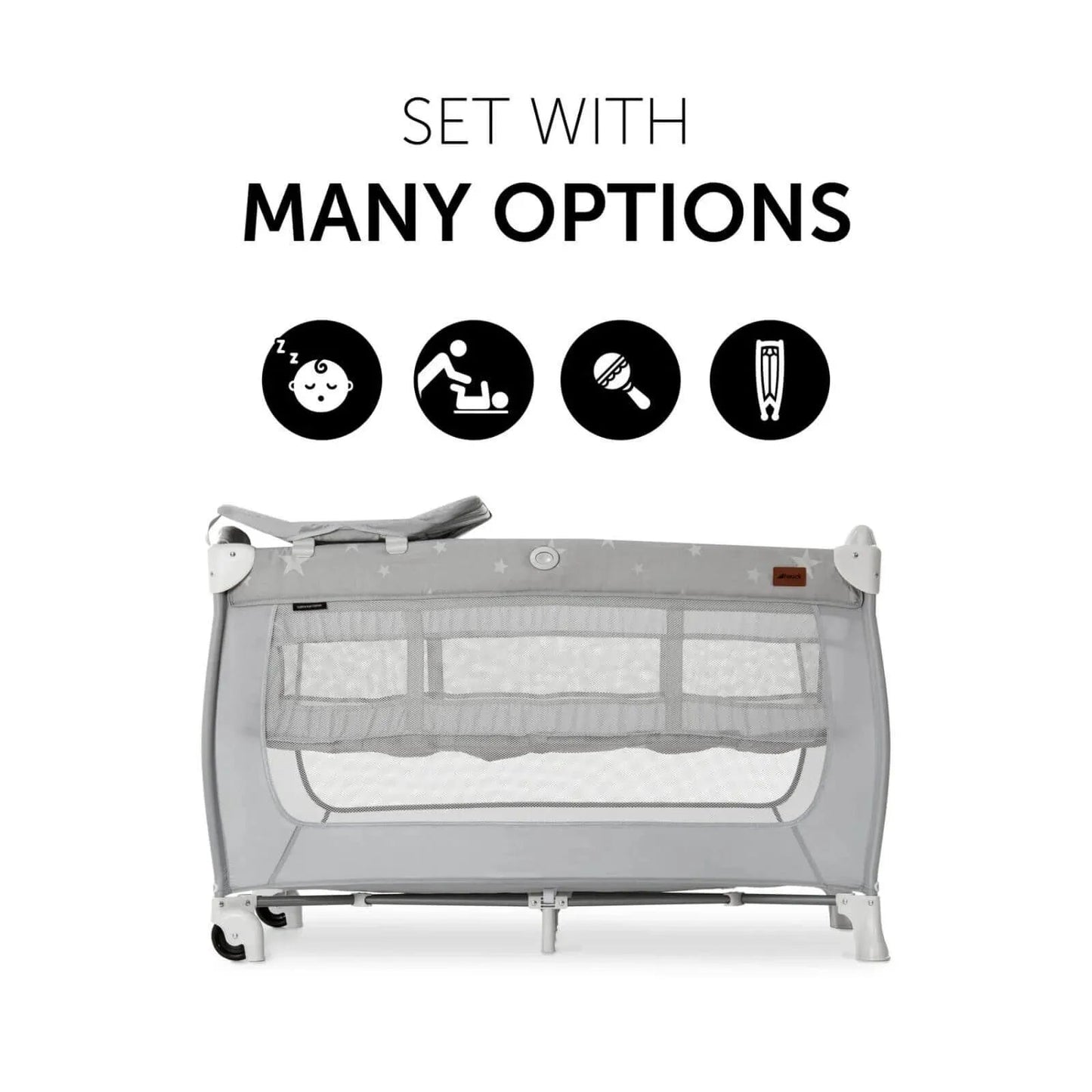 Hauck Sleep N Play Center Bassinet Travel Cot & Playpen - Stars - mezetto ebebek ebebek
