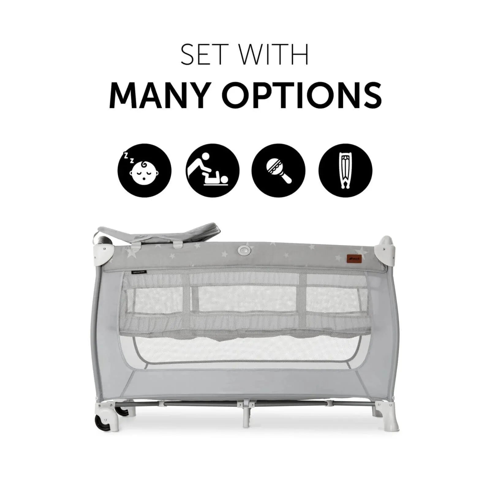 Hauck Sleep N Play Center Bassinet Travel Cot & Playpen - Stars - mezetto ebebek ebebek