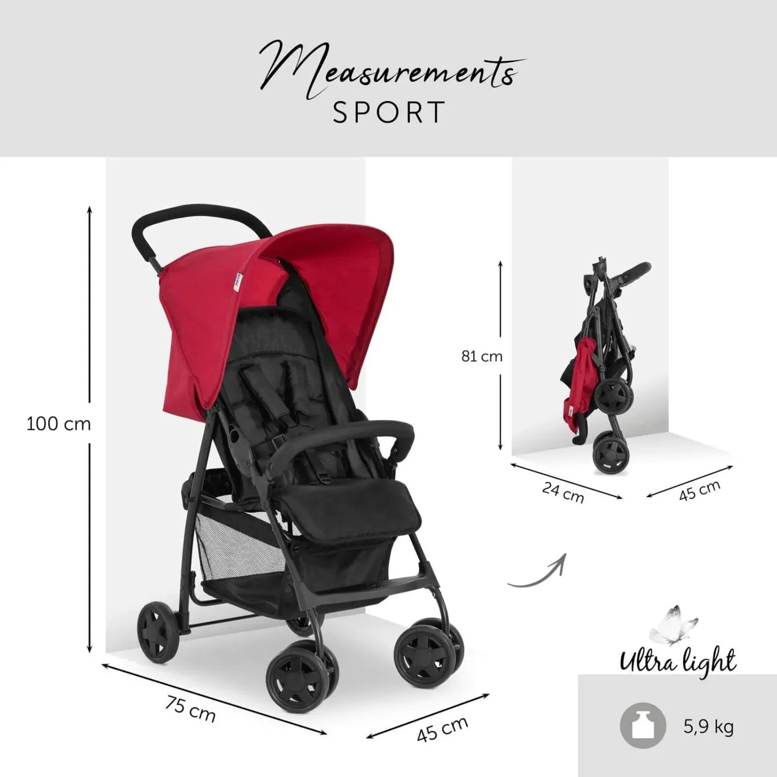 Hauck Sport Pushchair - Red - mezetto ebebek ebebek