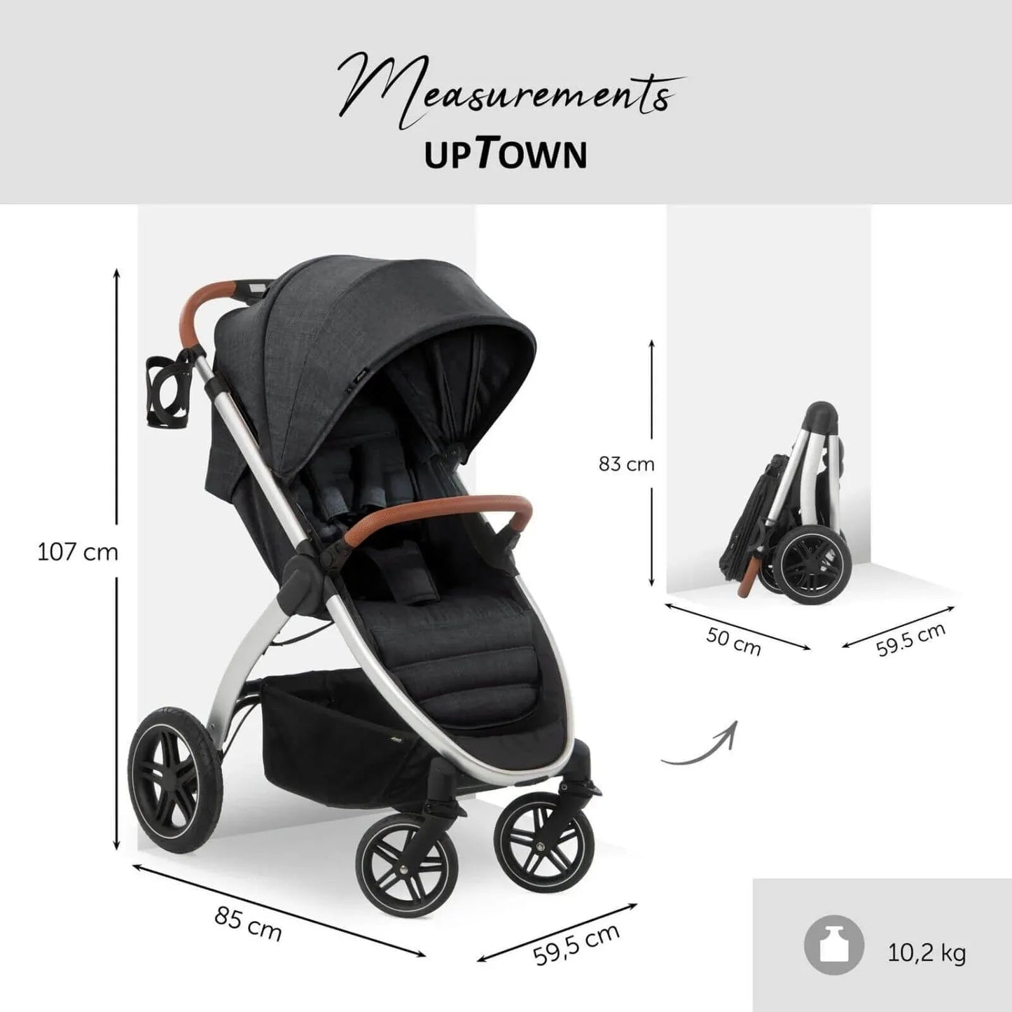 Hauck Uptown Pushchair - Black - mezetto ebebek ebebek