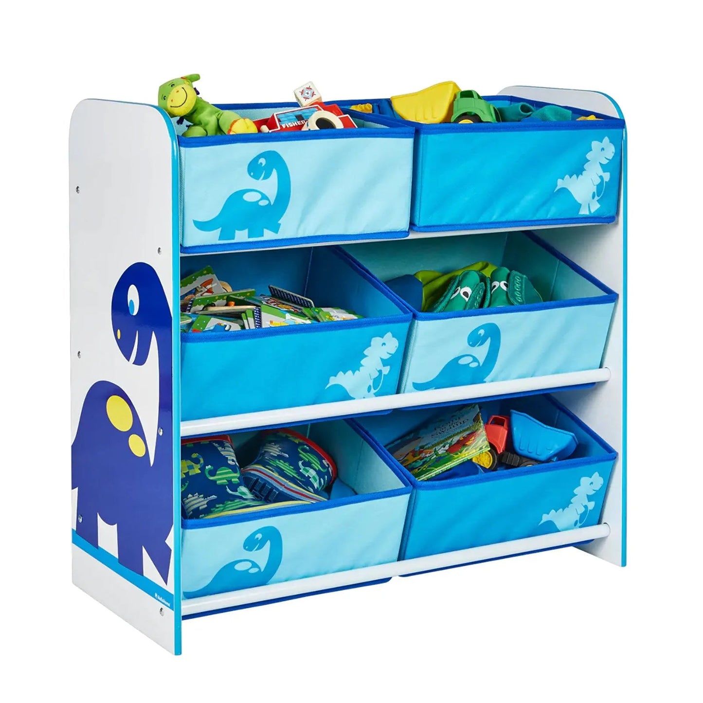 Hello Home Kids Bedroom Toy Storage Unit with 6 Fabric Storage Boxes - Dinosaur - mezetto ebebek ebebek