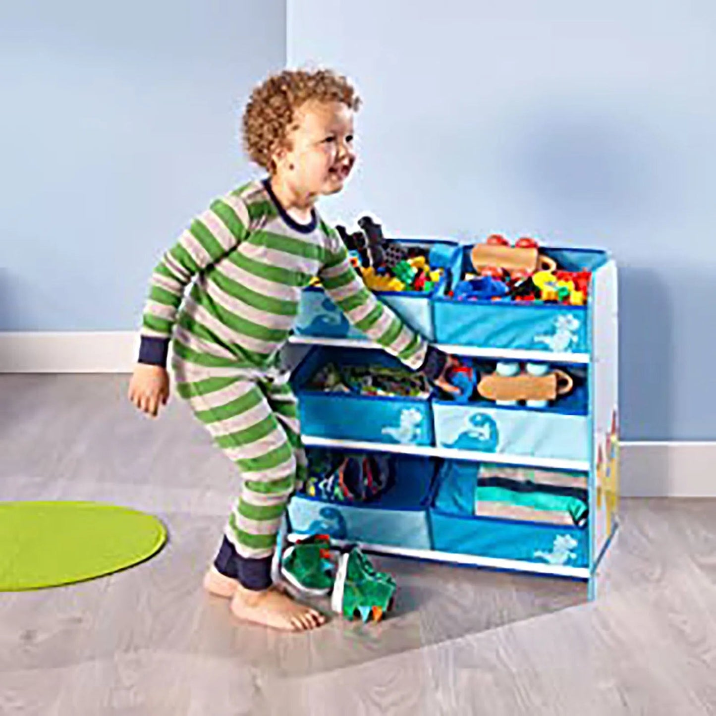 Hello Home Kids Bedroom Toy Storage Unit with 6 Fabric Storage Boxes - Dinosaur - mezetto ebebek ebebek