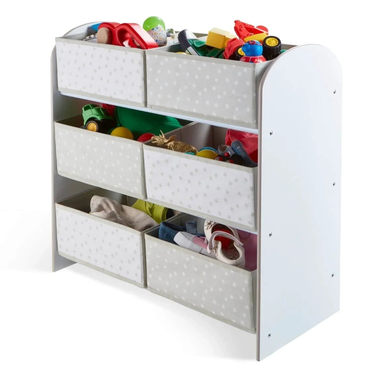Hello Home Kids Bedroom Toy Storage Unit with 6 Fabric Storage Boxes - White - mezetto ebebek ebebek