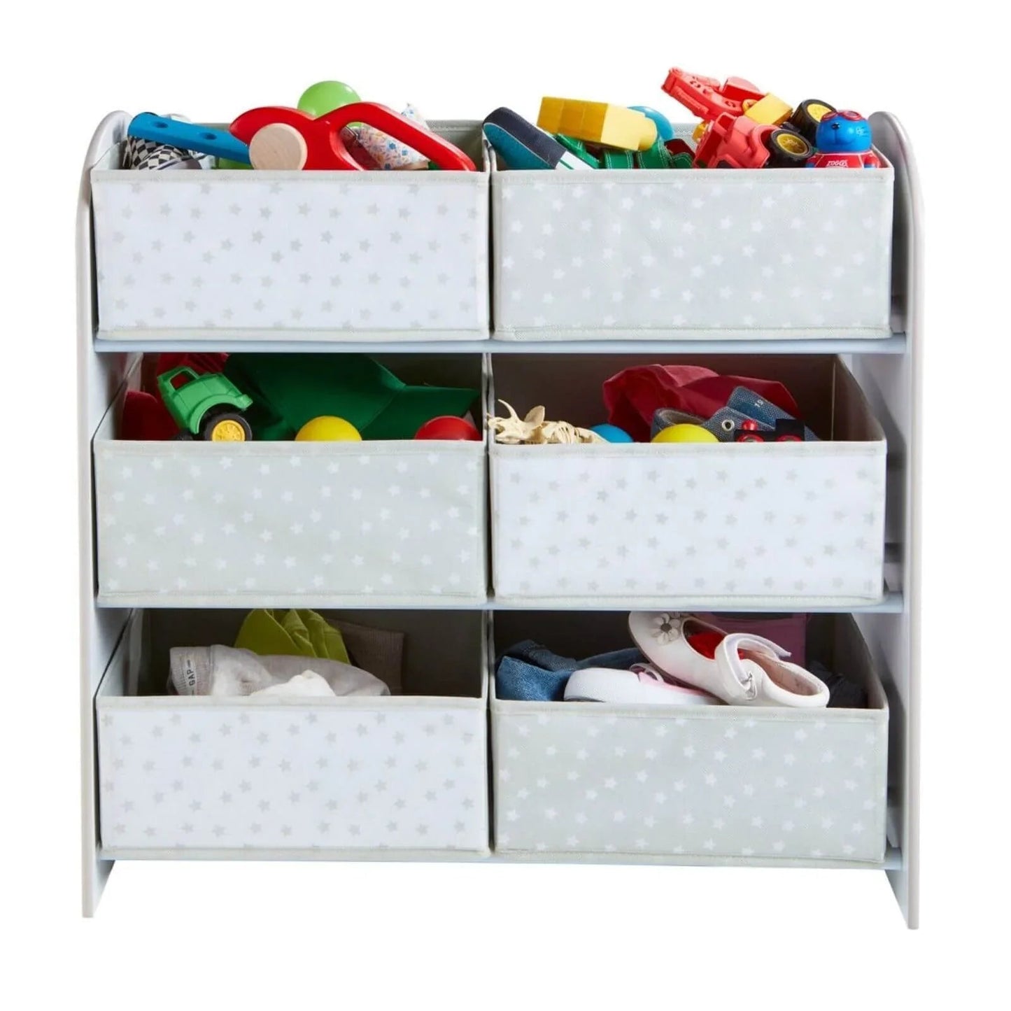 Hello Home Kids Bedroom Toy Storage Unit with 6 Fabric Storage Boxes - White - mezetto ebebek ebebek