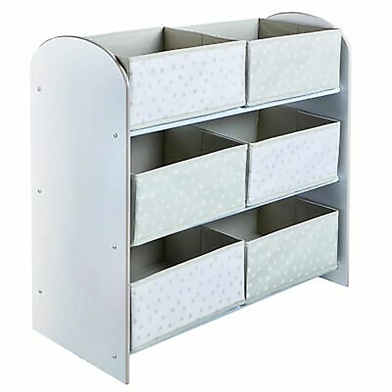 Hello Home Kids Bedroom Toy Storage Unit with 6 Fabric Storage Boxes - White - mezetto ebebek ebebek