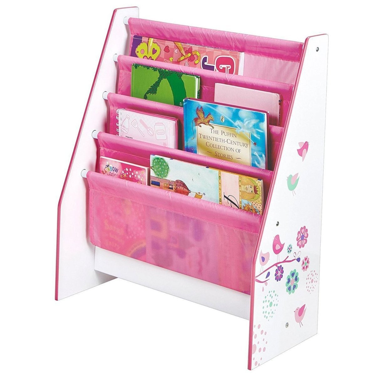 Hello Home Kids Sling Bookcase - Flowers and Birds - mezetto ebebek ebebek