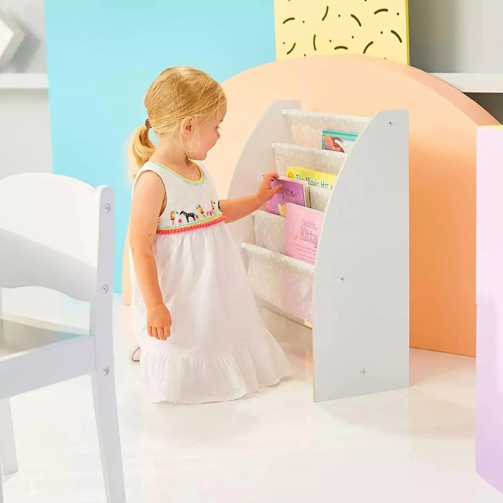 Hello Home Kids Sling Bookcase - White - mezetto ebebek ebebek