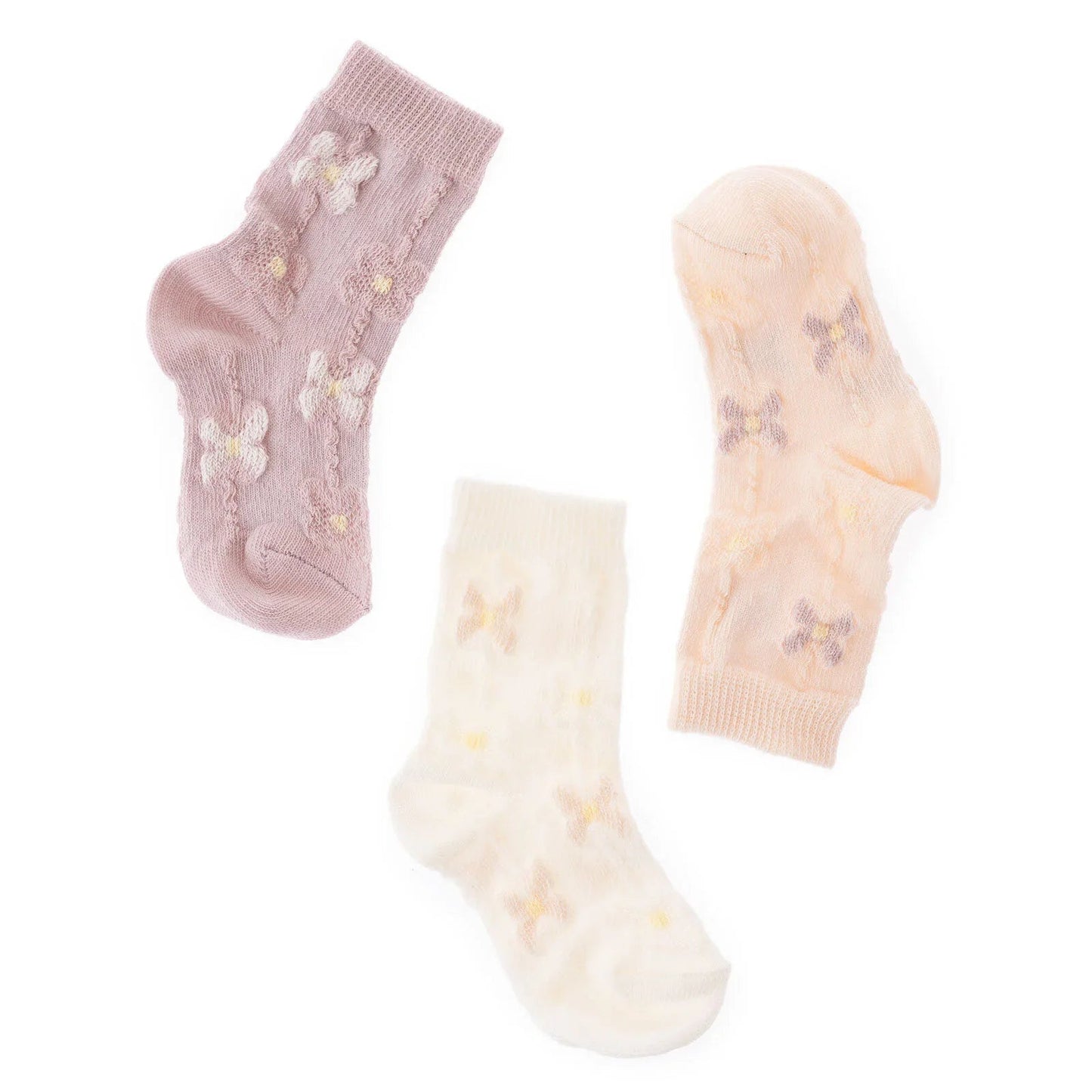 HelloBaby Ankle Socks 3 pcs - Pink - mezetto ebebek ebebek