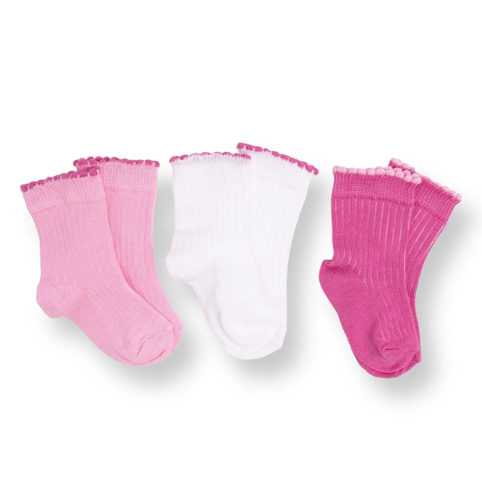 HelloBaby Ankle Socks 3 pcs - Pink - mezetto ebebek ebebek