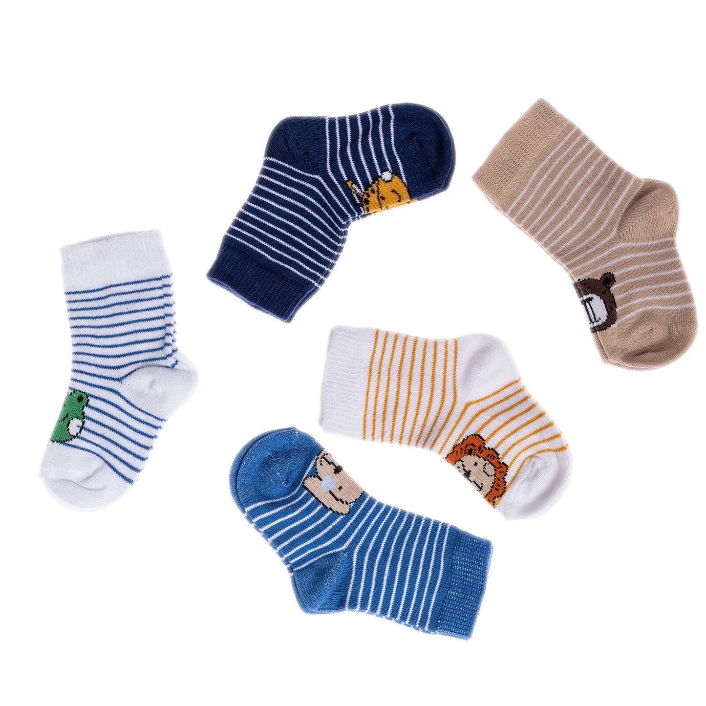 HelloBaby Ankle Socks 5 pcs - Blue Printed - mezetto ebebek ebebek