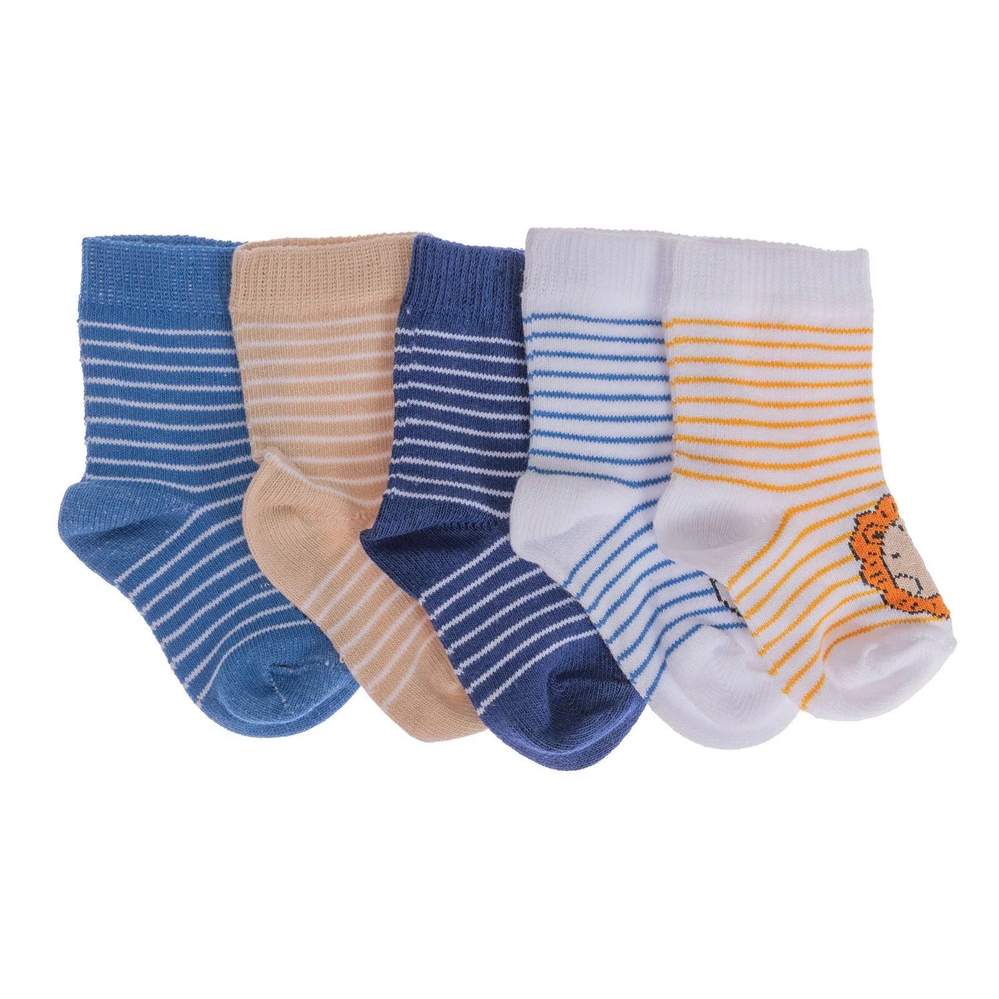 HelloBaby Ankle Socks 5 pcs - Blue Printed - mezetto ebebek ebebek