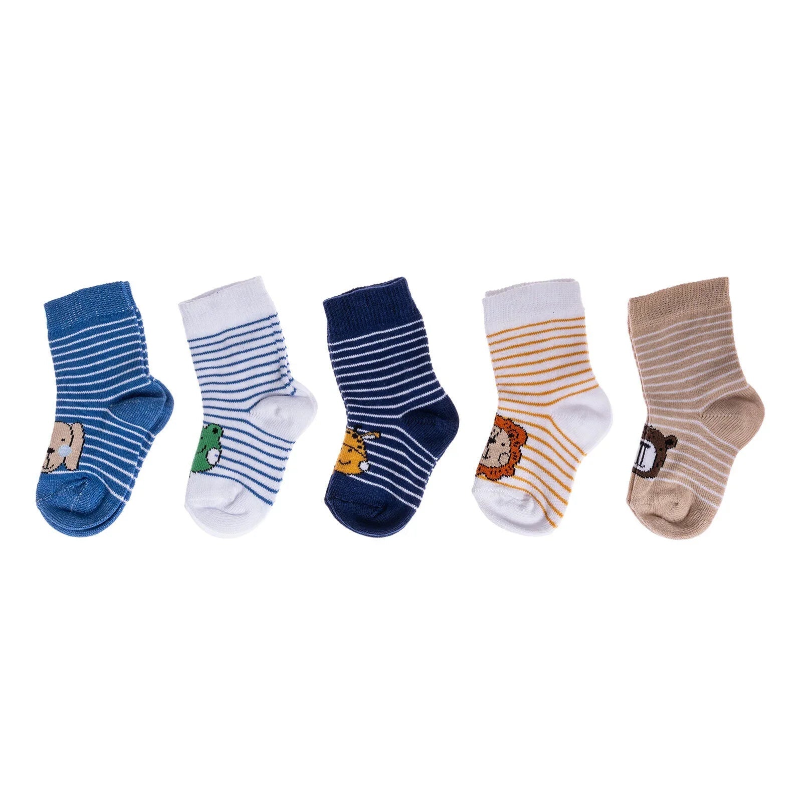 HelloBaby Ankle Socks 5 pcs - Blue Printed - mezetto ebebek ebebek