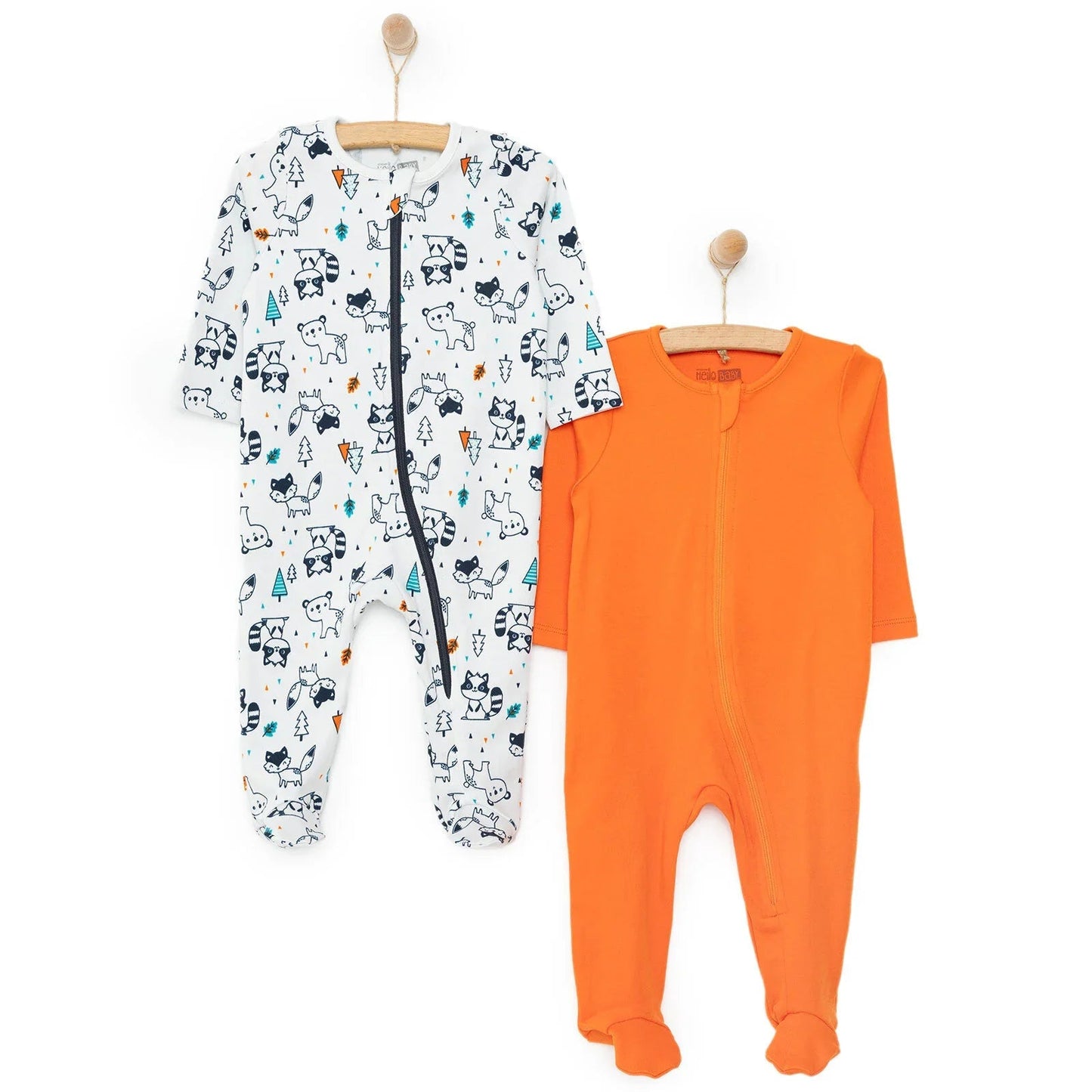 HelloBaby Baby Boy Footed Newborn Jumpsuit - Light Grey - mezetto ebebek ebebek