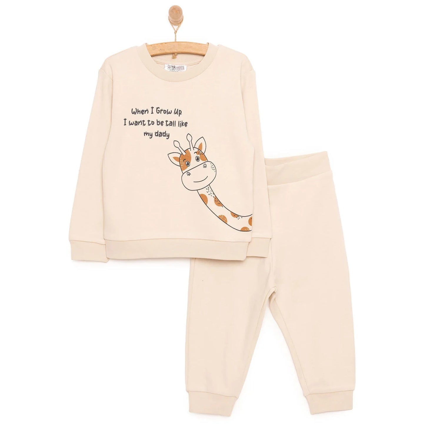 HelloBaby Baby Boy Joggers - Beige - mezetto ebebek ebebek