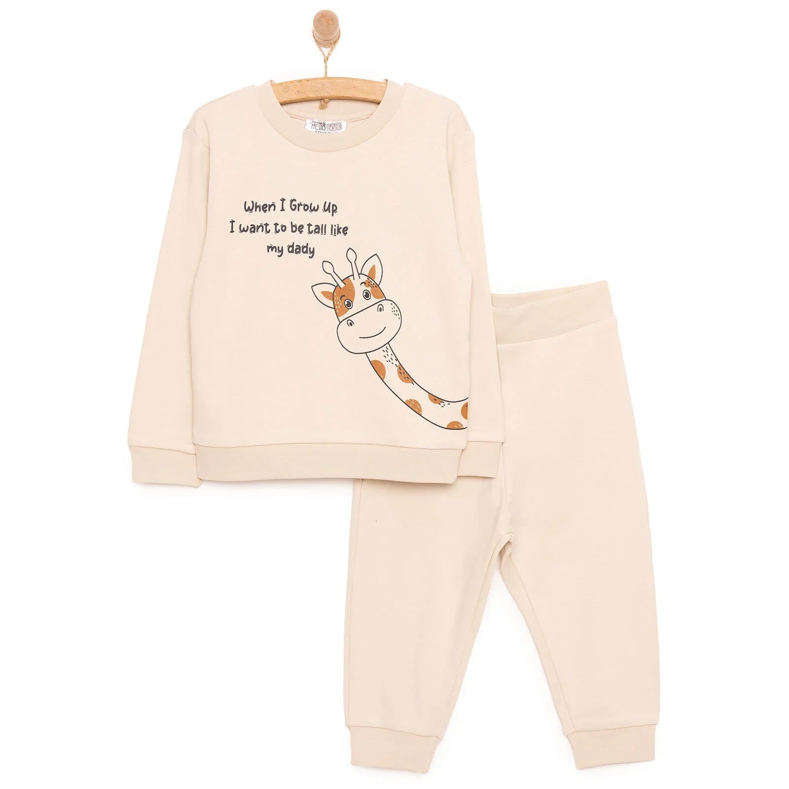 HelloBaby Baby Boy Joggers - Beige - mezetto ebebek ebebek