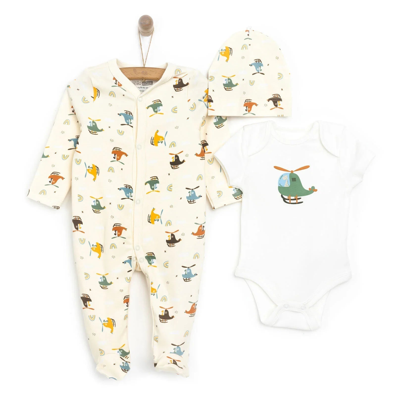 HelloBaby Baby Boy Jumpsuit - Body - Hat - Beige - mezetto
