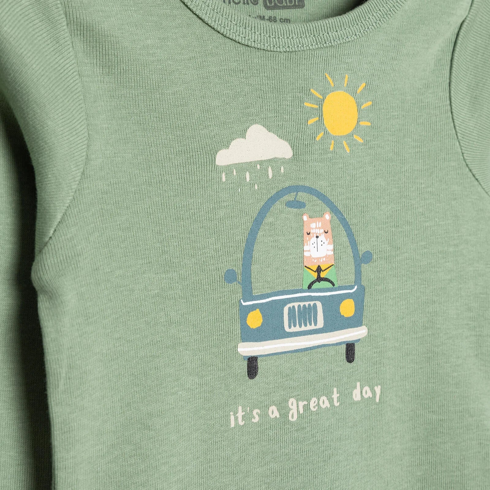 HelloBaby Baby Boy Long Sleeve Bodysuit - Dark Green - mezetto ebebek ebebek