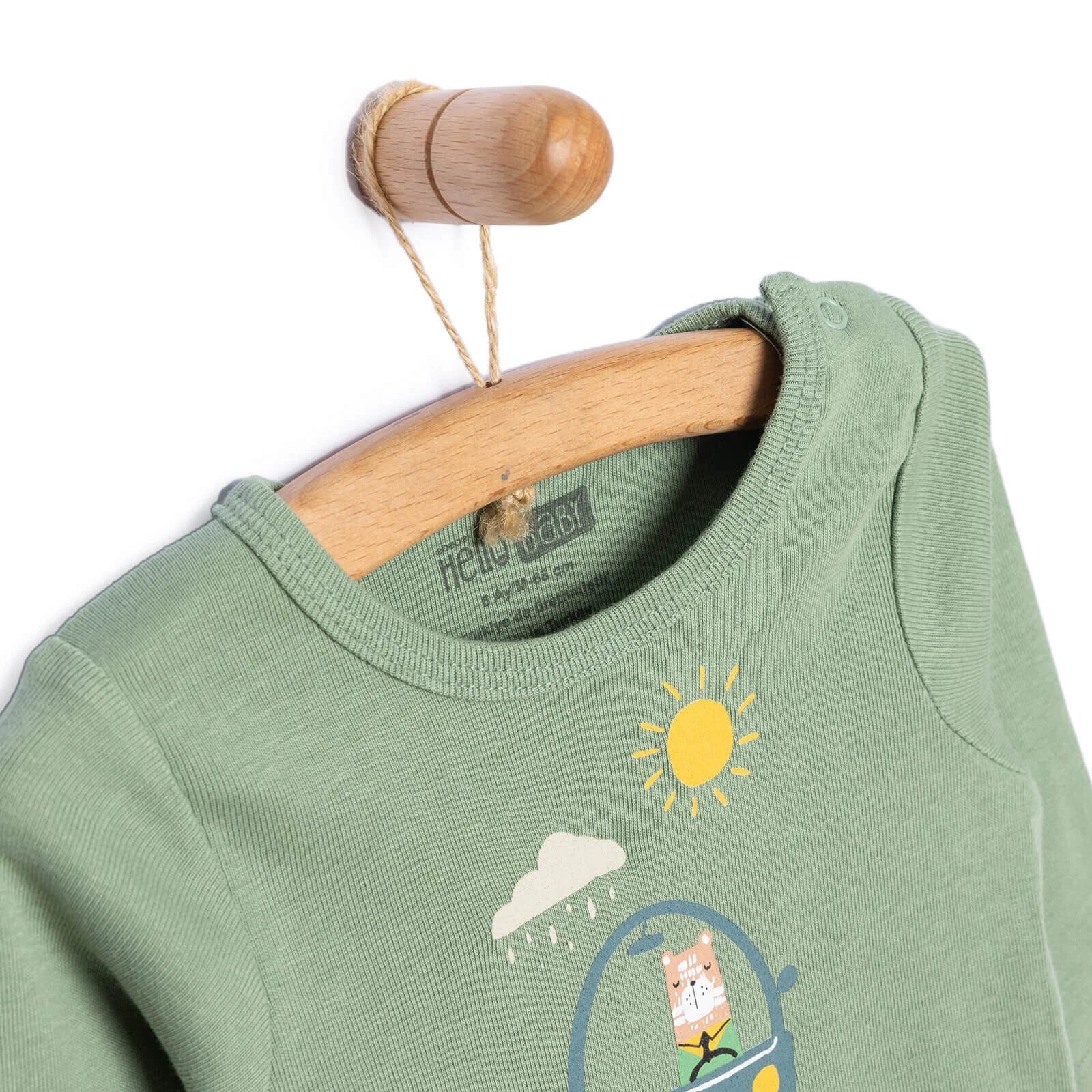 HelloBaby Baby Boy Long Sleeve Bodysuit - Dark Green - mezetto ebebek ebebek