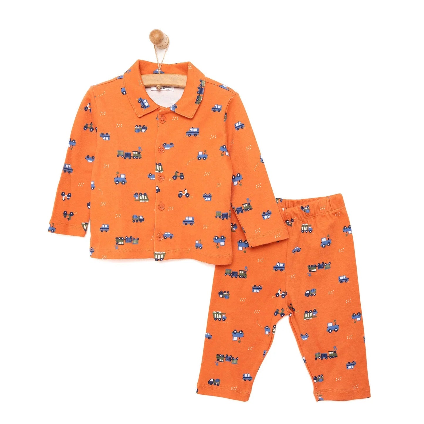 HelloBaby Baby Boy Long Sleeve Pyjamas Set - Orange - mezetto ebebek ebebek