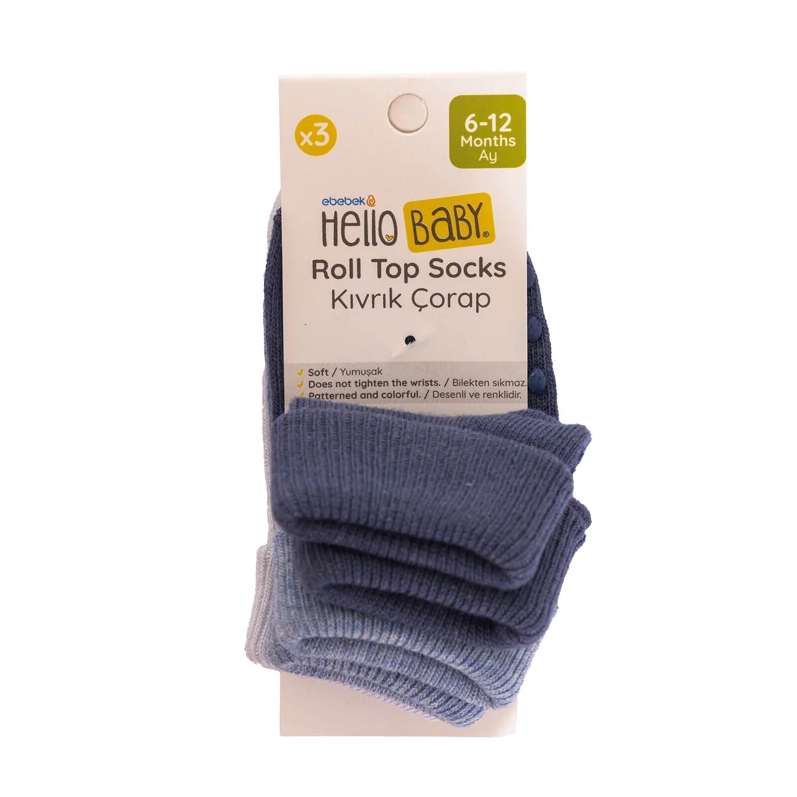 HelloBaby Baby Boy Pack of 3 Socks - Blue - mezetto ebebek ebebek