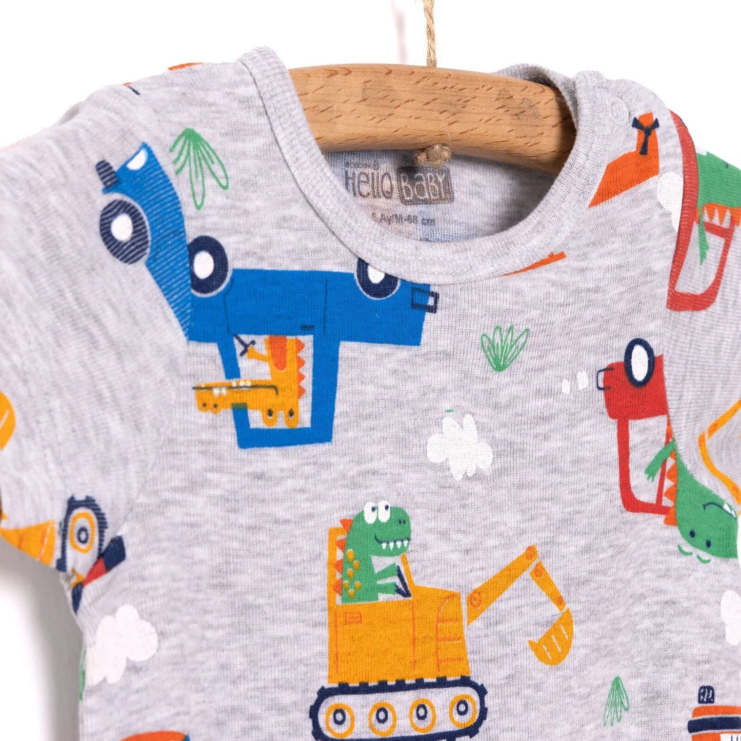 HelloBaby Baby Boy Short Sleeve Body - Grey Melange - mezetto ebebek ebebek