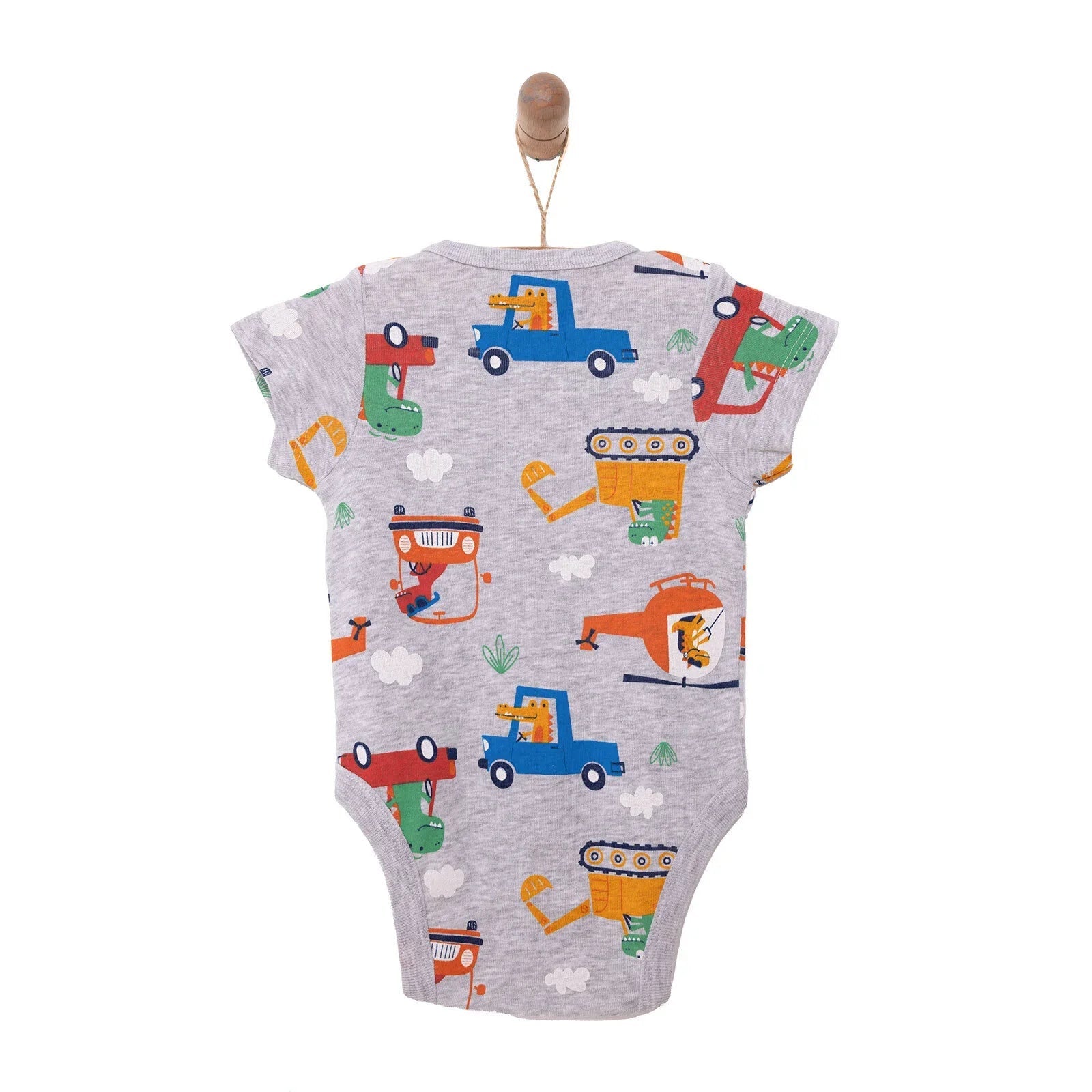 HelloBaby Baby Boy Short Sleeve Body - Grey Melange - mezetto ebebek ebebek
