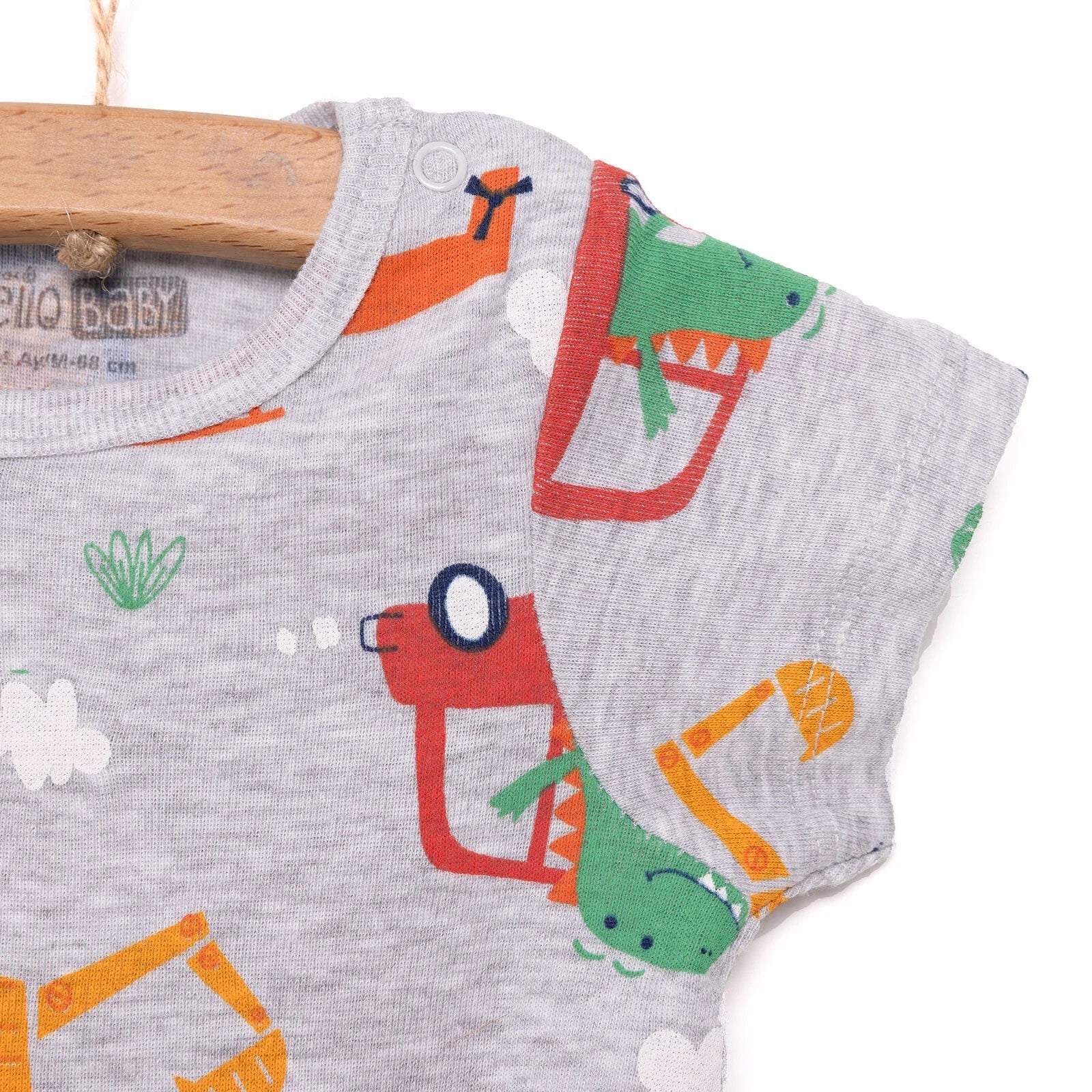HelloBaby Baby Boy Short Sleeve Body - Grey Melange - mezetto ebebek ebebek