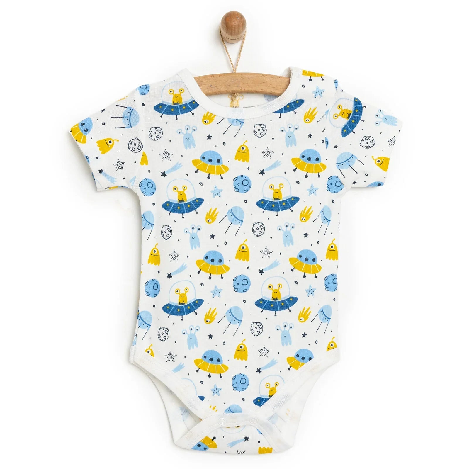 HelloBaby Baby Boy Short Sleeve Body - White - mezetto ebebek ebebek